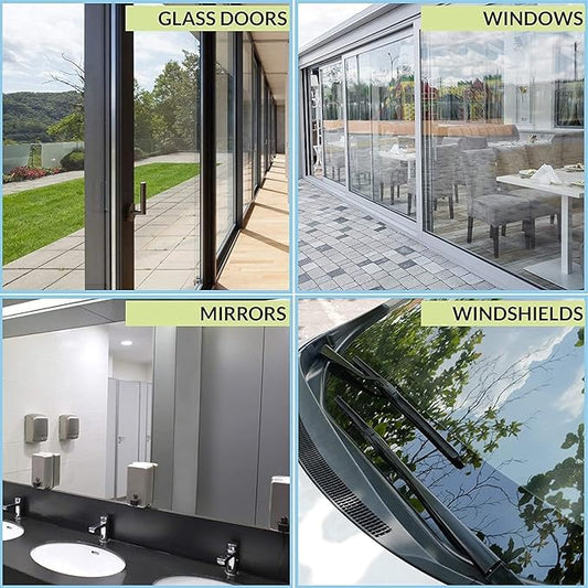 Car Window Cleaning Mop 2 in 1 (Glass Cleaning Brush Dual Side Blade Rubber and Sponge Auto Window Cleaning Tool with Extendable Handle)