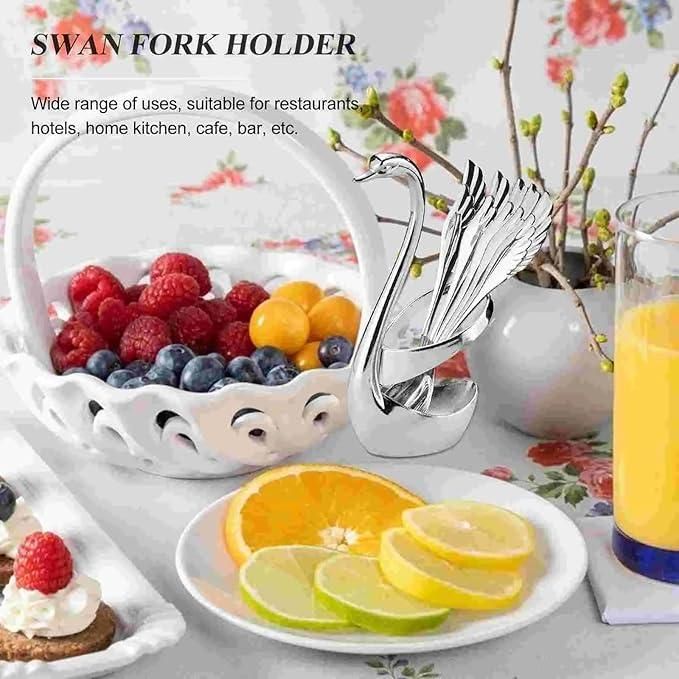 Swan Base Fork Holder With Fork Set for Kitchen & Home D�cor