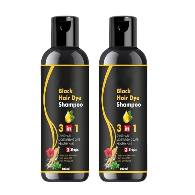 Herbal 3 in 1 Hair Dye Instant Black Hair Shampoo for Women & Men|Organic Shampoo Herbal 3 in 1 Hair Dye Instant Black Hair Shampoo for Women & Men 100% Coverage Shampoo 100ml Pack of 2