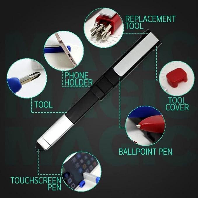 Pen-Shaped Phone Holder with Screwdriver Set Multifunction 6 in 1 Tech Tool Pen, Pen-Shaped Phone Holder with Screwdriver Set