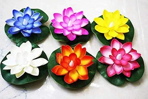Lotus Flower Water Sensor LED Diyas (Pack of 6)